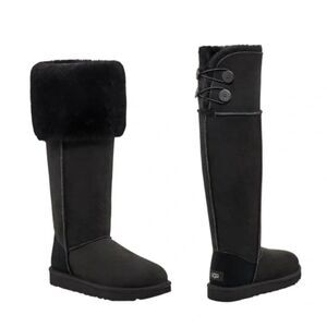 UGG OVER THE KNEE BAILEY BUTTON BOMBER BOOTS Size 8